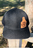 Heather Black Cow Tag Patch Hat
